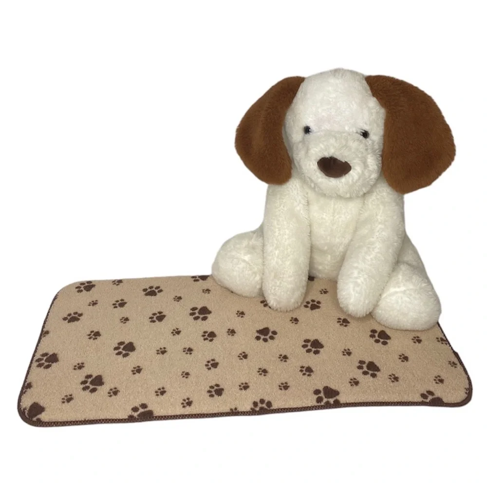 Animal Adventures White Plush Puppy Dog With Brown Ears & Pet Mat
